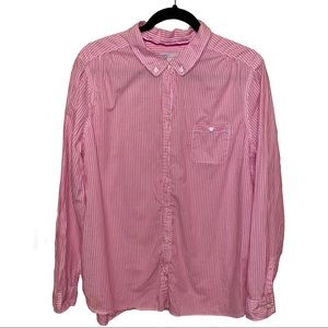 Old Navy-Red/White Striped Button-Down Long sleeve